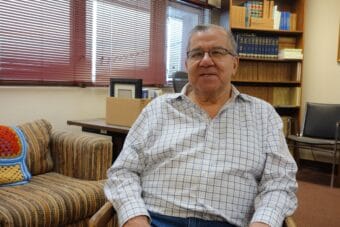 Alaska Sen. Lyman Hoffman (D-Bethel), the state's longest-serving legislator, sits in the Legislative Information Office in Bethel on Jan. 29, 2026.