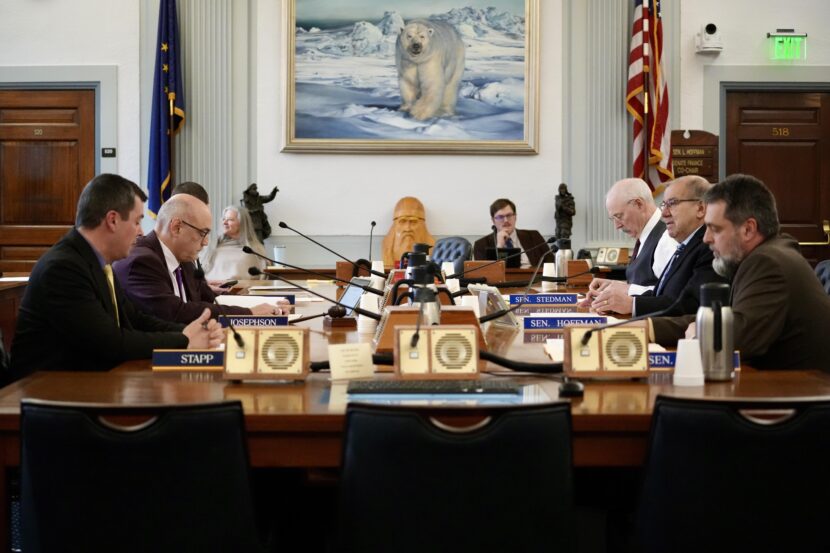 Members of the conference committee for House Bill 289 meet in the Senate Finance Committee on March 19, 2026.