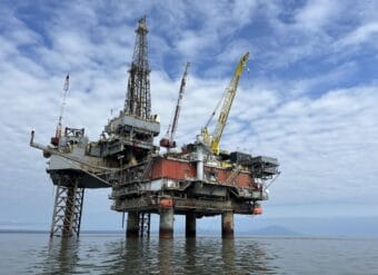 a jackup rig in the water