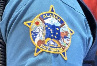 An Alaska State Trooper's shoulder patch is seen on Thursday, Jan. 25, 2024.