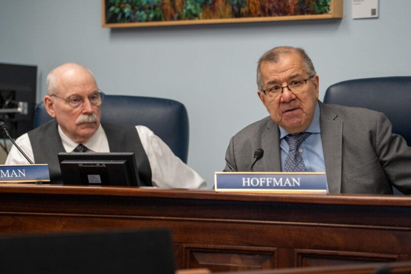 Sen. Lyman Hoffman, a Bethel Democrat, speaks during a news conference alongside Sen. Bert Stedman, a Sitka Republican, on March 3, 2026.