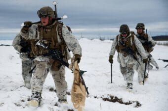 Marines training at Fort Greely in 2018.
