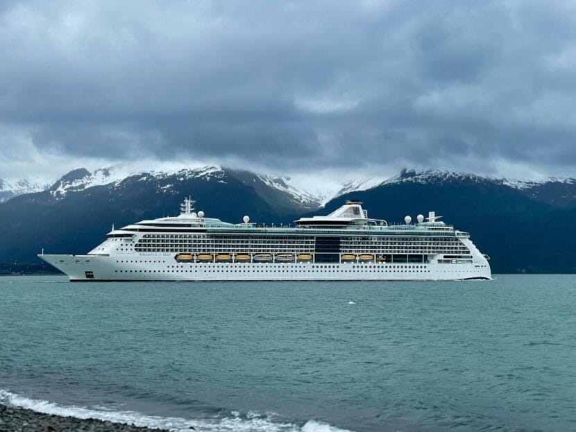 Royal Caribbean's ship, Radiance of the Seas, visits Seward on June 6, 2025. Several scheduled ships have had to reroute north due to construction at the terminal. 